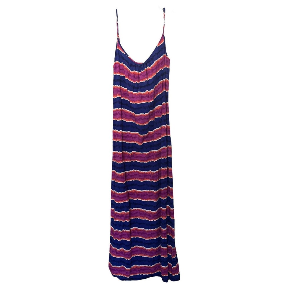 Tommy Bahama Women’s Tie Dye Stripe Tank Maxi Dress Summer Pink Blue Size L